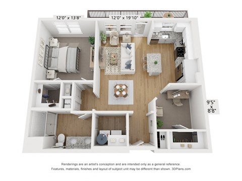 Floor plan image of A4, 1-bedroom apartment
